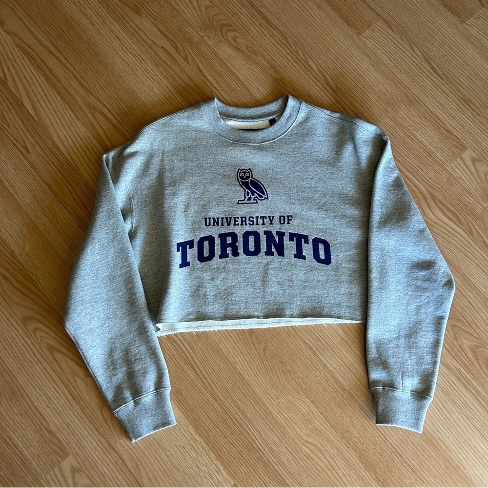NWT OVO x University of Toronto Heather Grey Cropped Sweatshirt Small